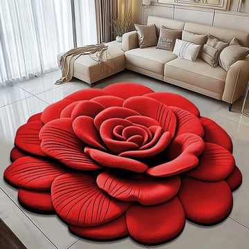 3D Modern Flower Design Anti-Dirt & Water Absorbent Carpet Non-Slip Rubber for Home & Hotel Living Room Digitally Printed (3.5ft by 3.5ft)