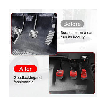 Non-Slip Aluminum Alloy Pedal Cover Set | Universal Automatic (2 pedals) or Manual (3 pedals)(RED COLOUR)