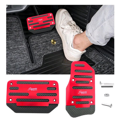 Non-Slip Aluminum Alloy Pedal Cover Set | Universal Automatic (2 pedals) or Manual (3 pedals)(RED COLOUR)